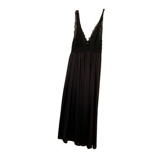 shadow line SEXY old Hollywood Glamour black STUNNING lace slip dress vintage M